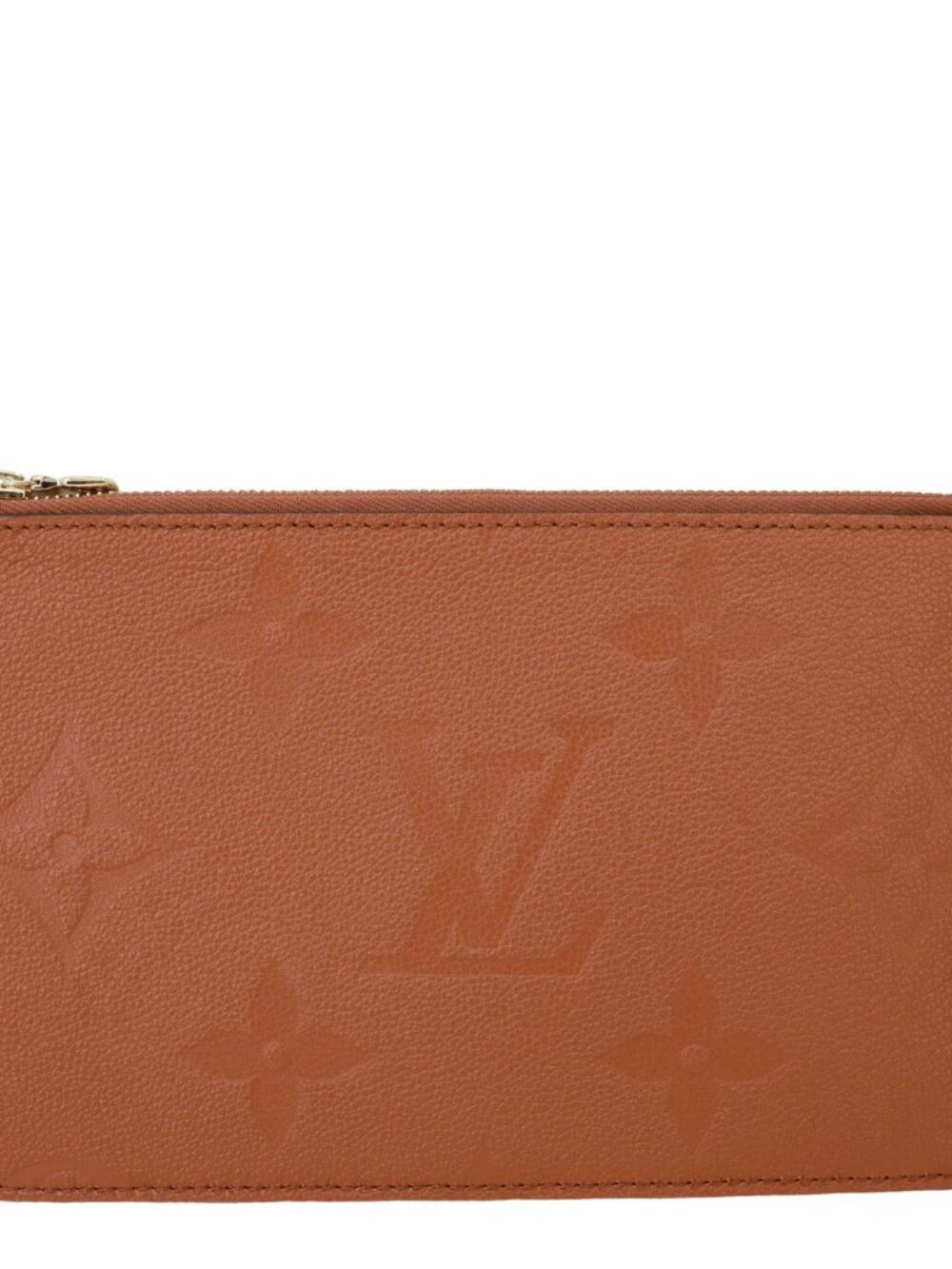 Louis Vuitton  Neverfull Pochette Giant Monogram Empreinte Leather Wristlet Brow